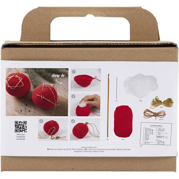 Kit DIY Crochet - rouge - Boules de sapin de Nol