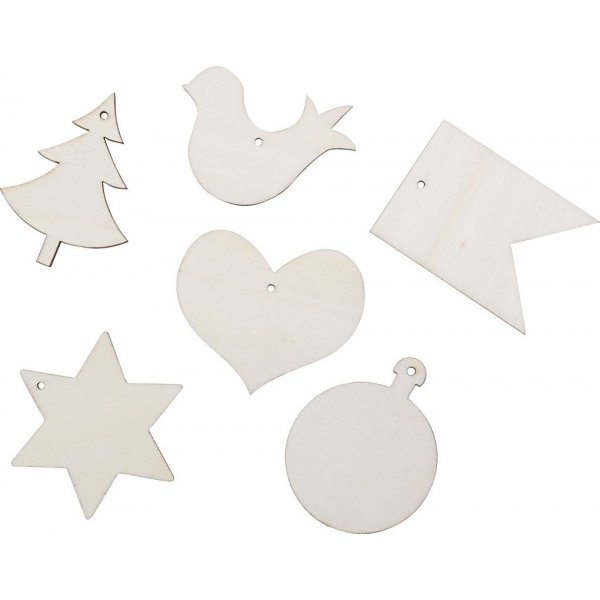 Figurines en bois - Motif de Noël - 24 pcs