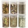 Paillettes et paillettes - doré - 6 x 5 g