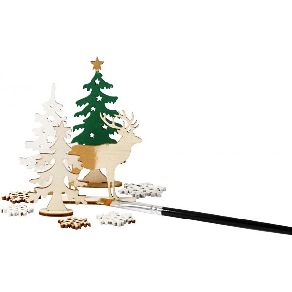 Figurines en bois à faire soi-même - forêt avec cerf Figurines en bois à faire soi-même - forêt avec cerf