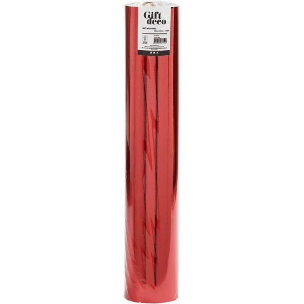 Papier cadeau - rouge mtallis - 100 m