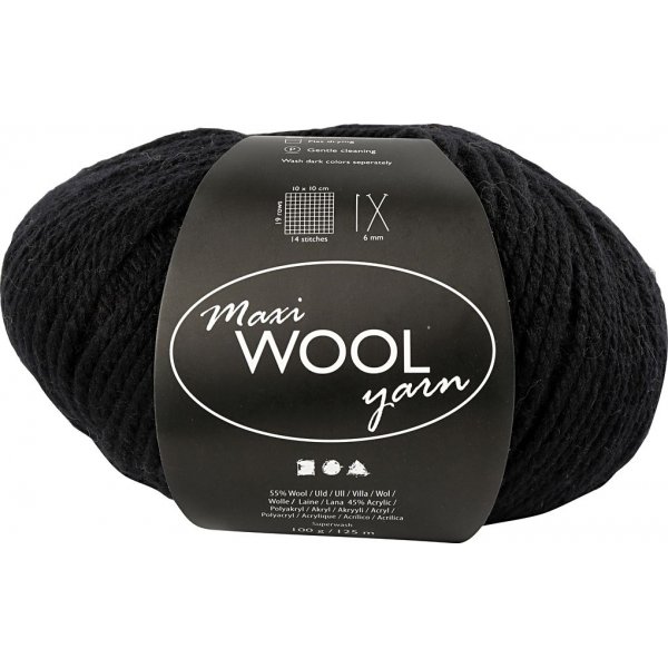 Fil de laine - noir - 100 g