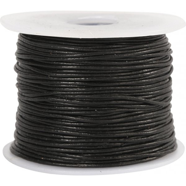 Cordon en cuir - noir - 1 mm - 50 m