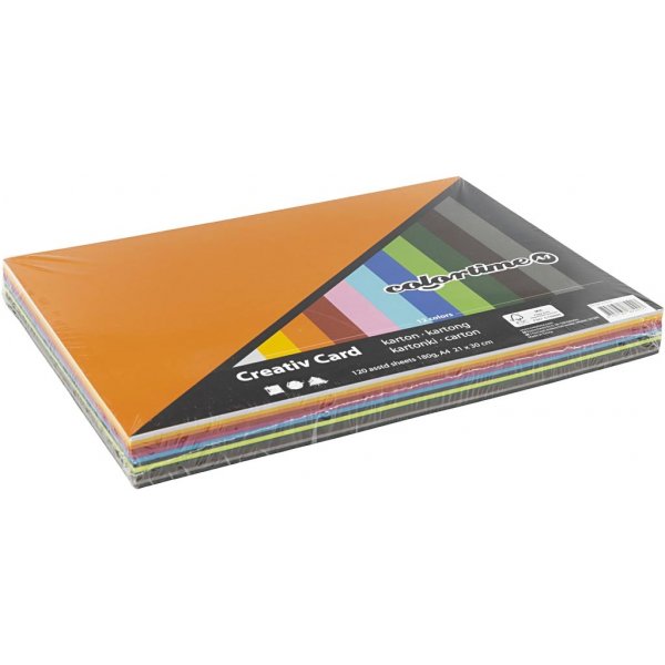 Carton cratif - couleurs mlanges - A4 - 12x10 pcs
