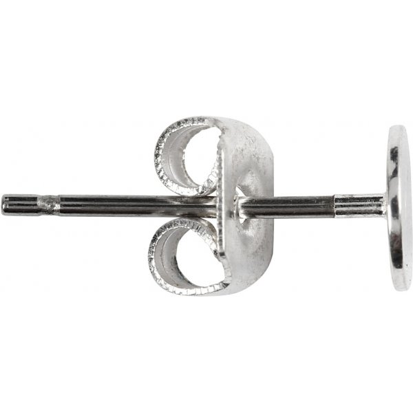 Clous d'oreilles avec plaque - plaqu argent - 100 pcs