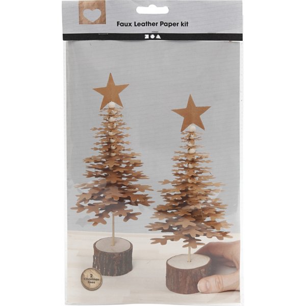 Artisanat de Nol - Sapin de Nol en papier cuir - naturel - 2 pcs