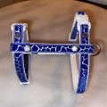 Image client Ruban de soie - Argent 9 mm - bleu fonc�