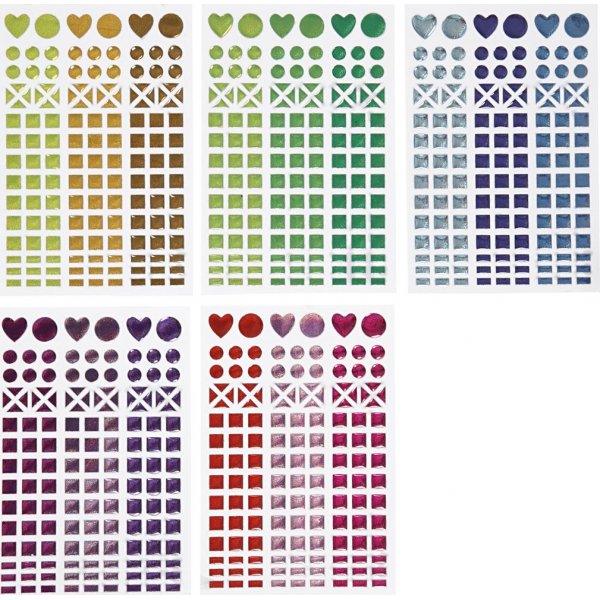Autocollants pour mosaques - couleurs mlanges - 10 feuilles