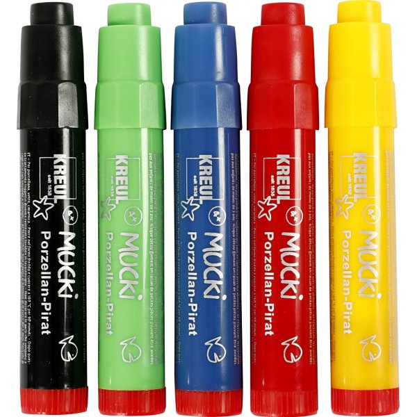 Mucki Marqueur pour verre et porcelaine - couleurs mlanges - 5 pcs
