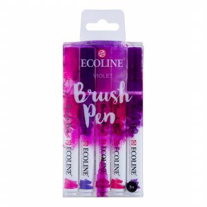 Lot de 5 stylos pinceaux Ecoline - Violet Lot de 5 stylos pinceaux Ecoline - Violet