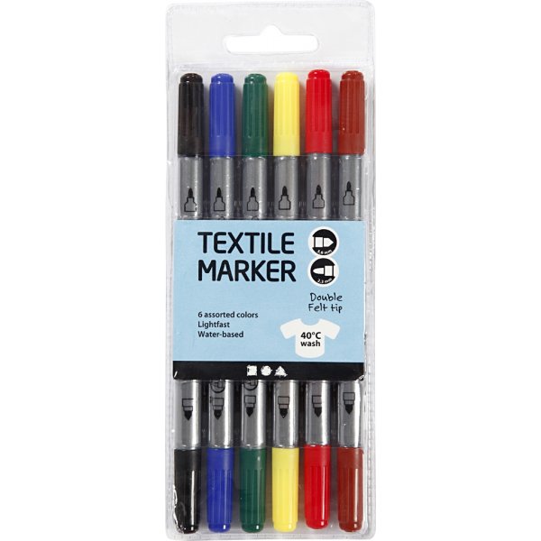 Marqueurs textiles - couleurs standards - 6 pcs