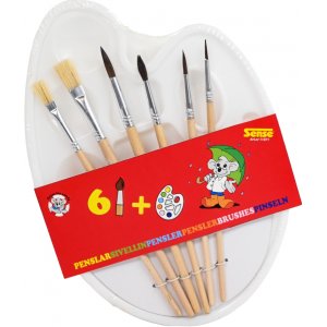 Palette avec pinceaux à poils naturels, lot de 6 Palette avec pinceaux à poils naturels, lot de 6