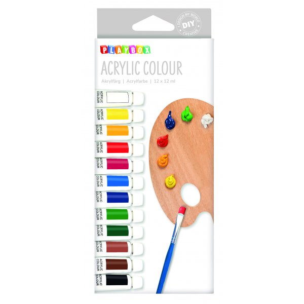 Set de peinture acrylique différentes couleurs - 12 x 12 ml Set de peinture acrylique différentes couleurs - 12 x 12 ml