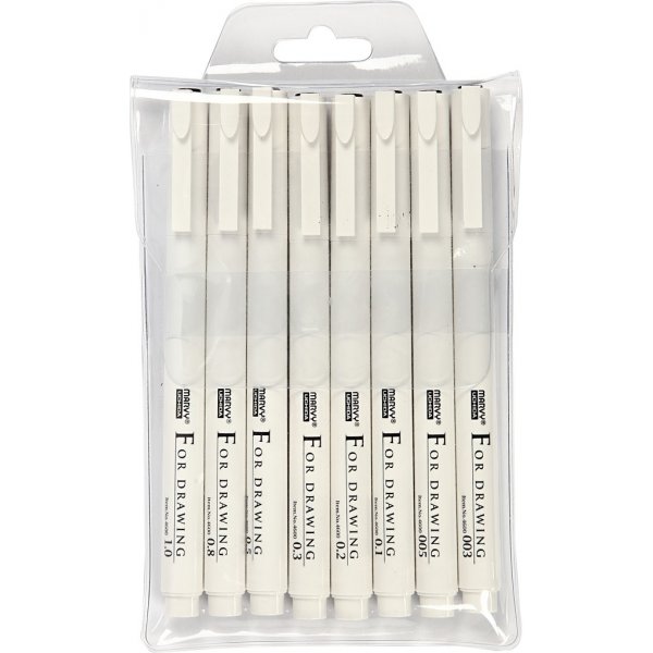 Encre d'écriture/dessin Fine Line - noir - 8 pcs Encre d'écriture/dessin Fine Line - noir - 8 pcs