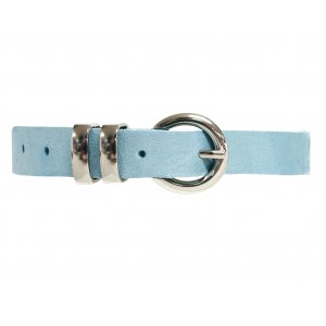 Ceinture femme 20 mm en cuir de veau bross� - Turquoise - 85 cm