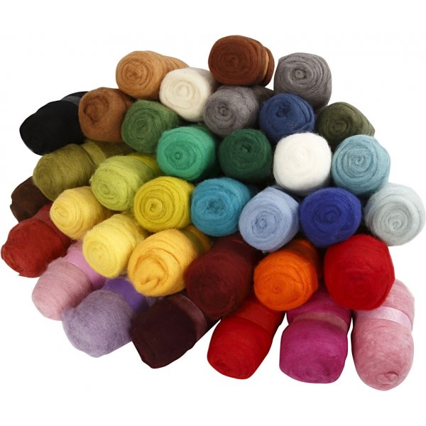Laine carde - couleurs mlanges - 35 x 100 g