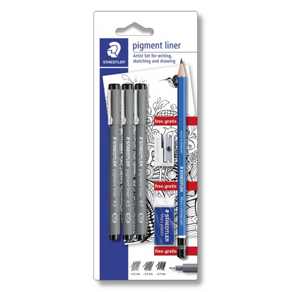 Pigmentliner Noir - 7 stylos + marqueurs