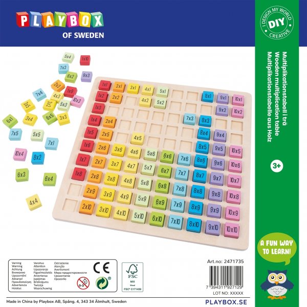 Table de multiplication en bois