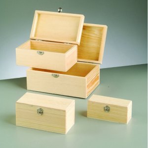Coffret en bois 22 x 14 x 10,2 cm - non traité 4 pièces Coffret en bois 22 x 14 x 10,2 cm - non traité 4 pièces