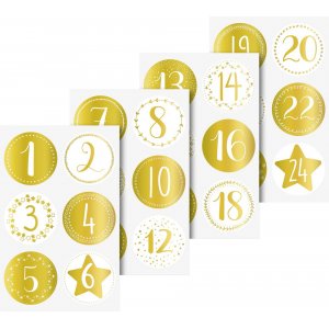 Autocollant - Rond 4 cm - Chiffres de l'Avent dorés Autocollant - Rond 4 cm - Chiffres de l'Avent dorés
