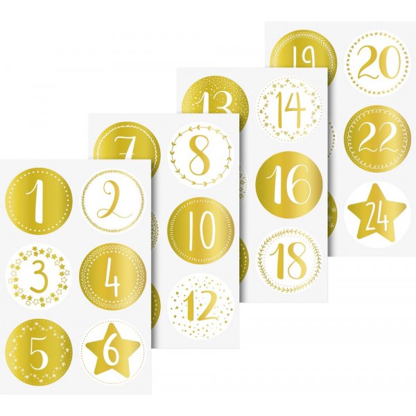 Autocollant - Rond 4 cm - Chiffres de l\\\'Avent dors