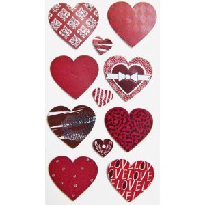 Mélange d'autocollants - Coeur - rouge/blanc Mélange d'autocollants - Coeur - rouge/blanc