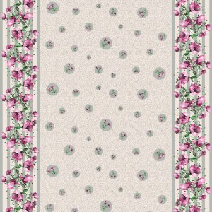 Bordure fleurie en tissu ciré PVC - Rose Bordure fleurie en tissu ciré PVC - Rose
