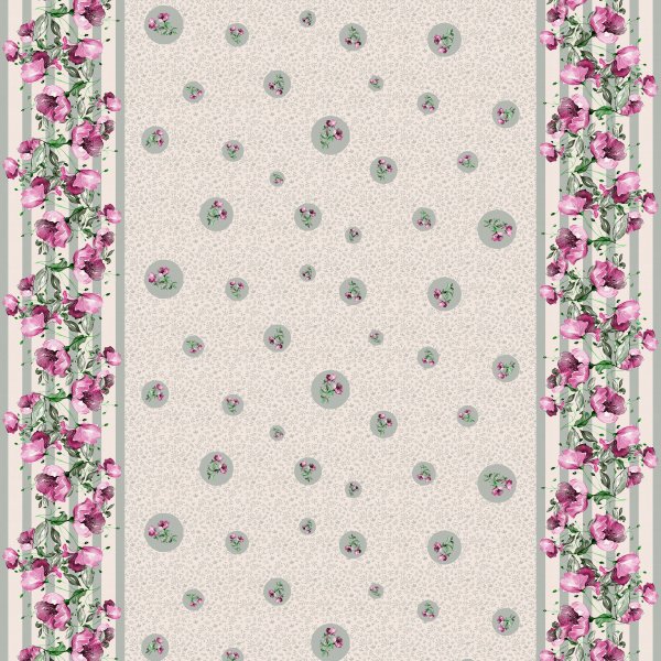 Bordure fleurie en tissu cir PVC - Rose