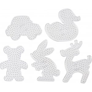 Assiettes perles - transparentes - ours en peluche - voiture - renne - canard et lapin - JUMBO - 5 pcs Assiettes perles - transparentes - ours en peluche - voiture - renne - canard et lapin - JUMBO - 5 pcs