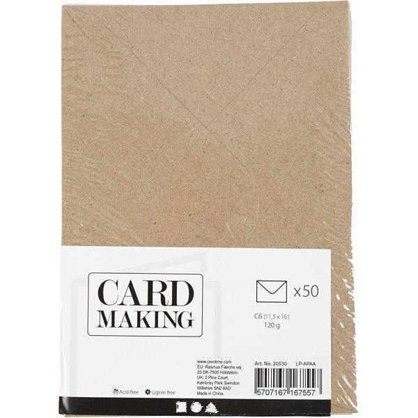 Enveloppe recyclée - naturel - 11,5 x 16 cm - 50 pcs Enveloppe recyclée - naturel - 11,5 x 16 cm - 50 pcs