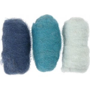 Laine cardée - harmonie bleue - 3 x 10 g Laine cardée - harmonie bleue - 3 x 10 g