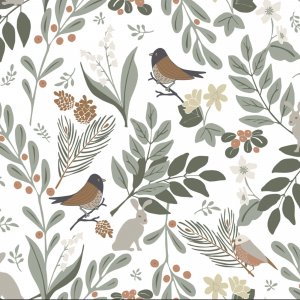 Tissu ciré textile forestier blanc/multi Tissu ciré textile forestier blanc/multi