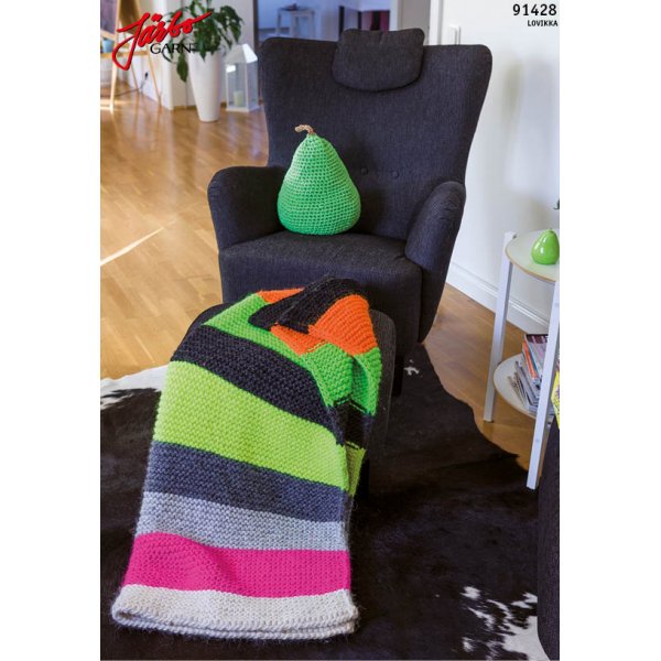 Patron tricot - Couverture colore en lovikka fluo