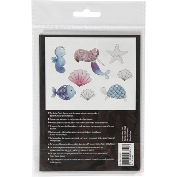 Feuille plastique rétractable avec motif - transparente mate - Sirène - 4 feuilles Feuille plastique rétractable avec motif - transparente mate - Sirène - 4 feuilles