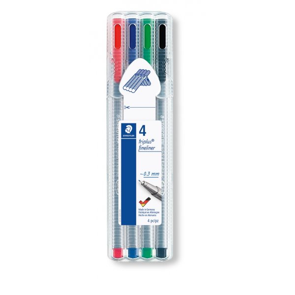 Feutres fins Triplus 0,3 mm - 4 stylos