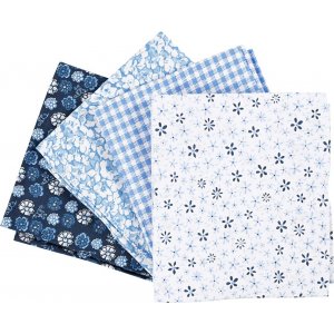 Tissu patchwork - bleu - 4 pcs Tissu patchwork - bleu - 4 pcs