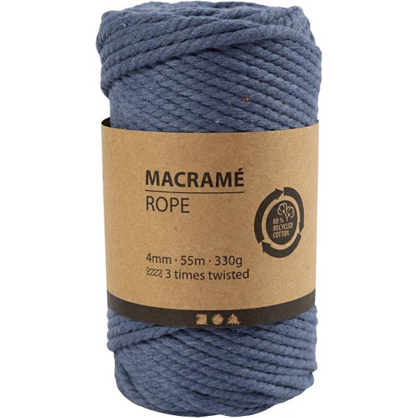 Fil macram - bleu - 4 mm - 55 m