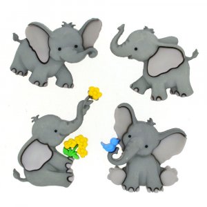 Boutons gris 30x30 - 30x32 mm - Éléphants Boutons gris 30x30 - 30x32 mm - Éléphants