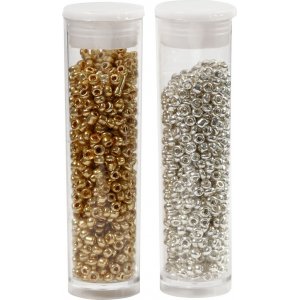 Perles de rocaille - or - argent - 2 x 7 g Perles de rocaille - or - argent - 2 x 7 g