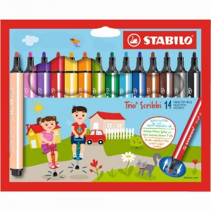 Feutres fibre Trio Scribbi - paquet de 14 Feutres fibre Trio Scribbi - paquet de 14