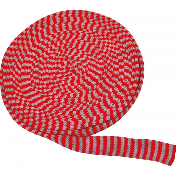 Tissu tricot tubulaire 4 cm rouge/gris
