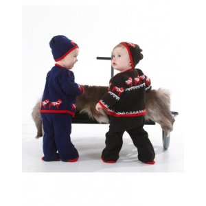 Patron tricot - Pull, cardigan, pantalon et bonnet avec chevaux Dala Patron tricot - Pull, cardigan, pantalon et bonnet avec chevaux Dala