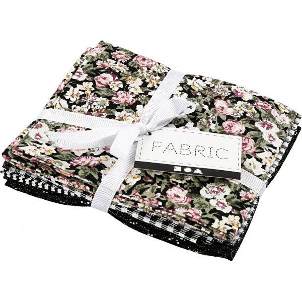 Tissu patchwork - noir - 4 pcs