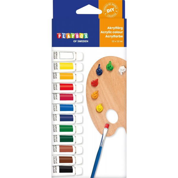 Set de peinture acrylique diffrentes couleurs - 12 x 12 ml