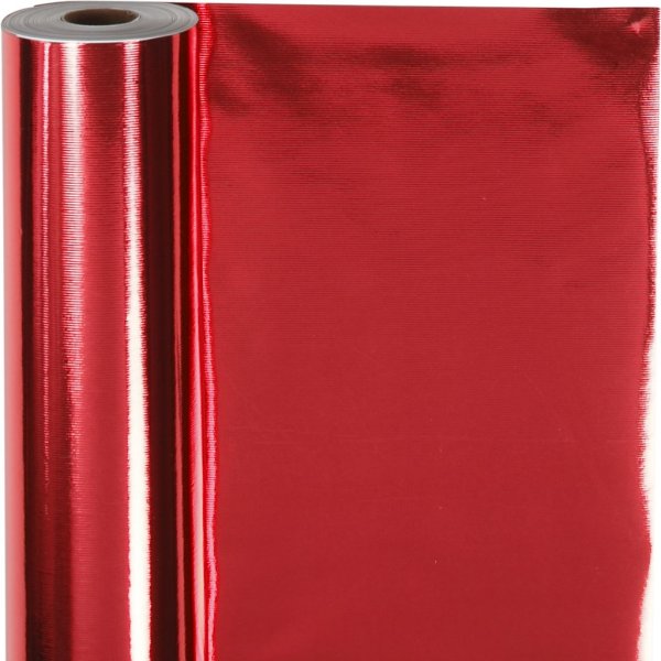 Papier cadeau - rouge mtallis - 100 m