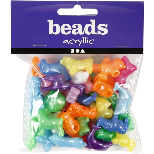 Perles en plastique - couleurs vives - brillantes - 125 ml