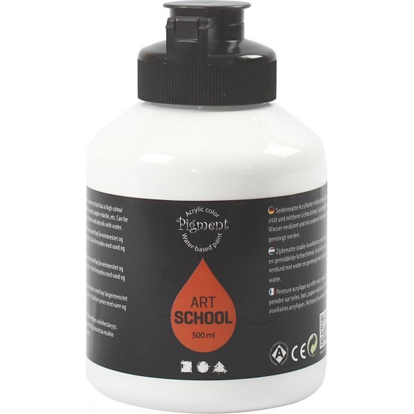 Pigment Art School - blanc - semi-brillant - couvrant - 500 ml