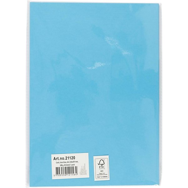 Carton color - bleu turquoise - A4 - 180 g - 20 feuilles