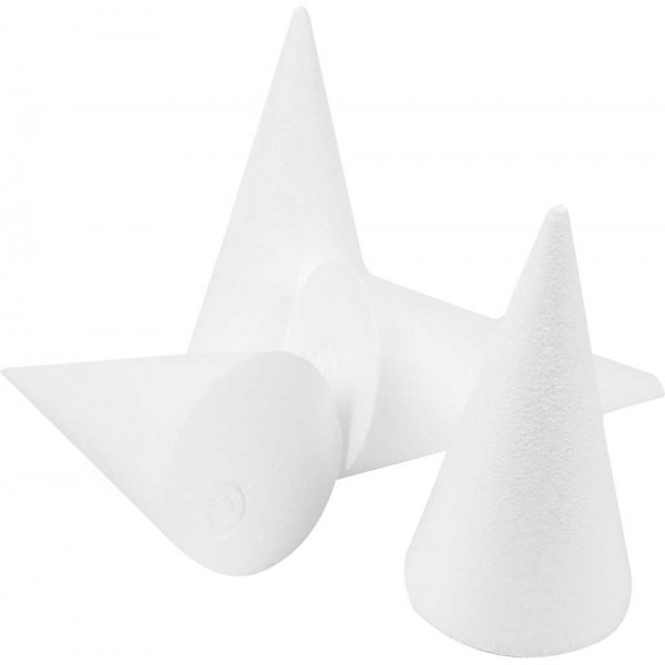 Cônes en polystyrène - blanc - Ø6 cm - 25 pcs Cônes en polystyrène - blanc - Ø6 cm - 25 pcs