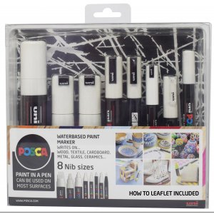 Posca 8 Nib Size - Ensemble blanc 8-pack Posca 8 Nib Size - Ensemble blanc 8-pack